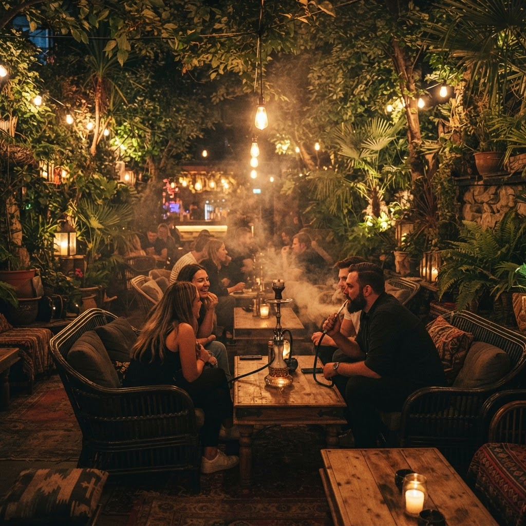 Bahçe konseptli nargile mekanı